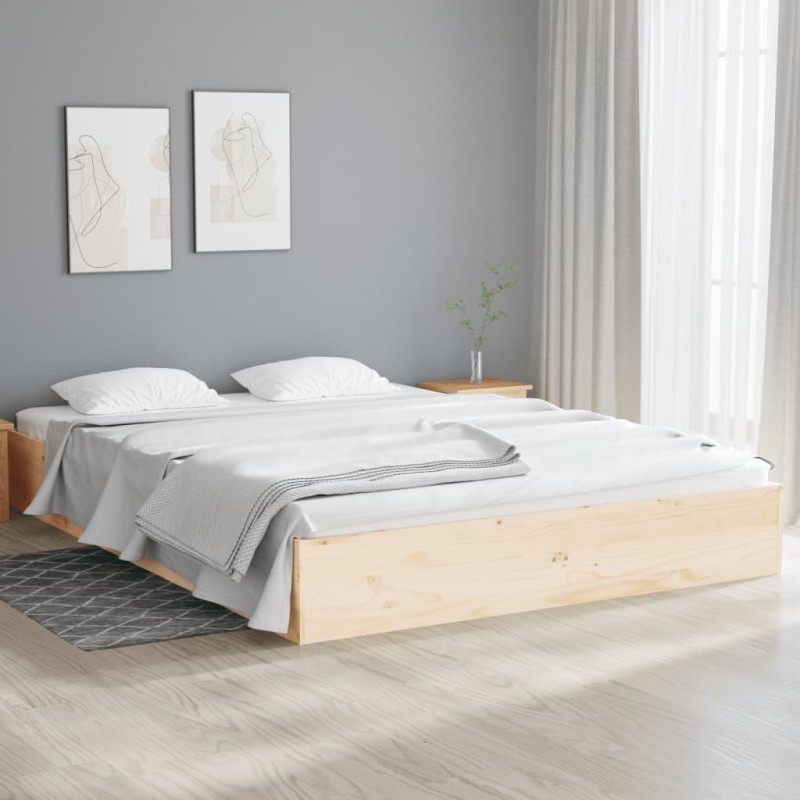 vidaXL Estructura de cama de madera maciza 140x190 cm vidaXL Estructura de cama de madera maciza 140x190 cm