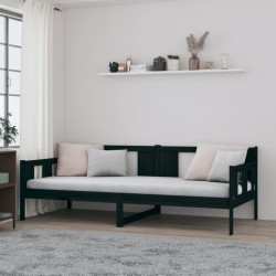 vidaXL Sofá cama madera maciza de pino negro 80x200 cm