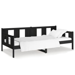vidaXL Sofá cama madera maciza de pino negro 80x200 cm