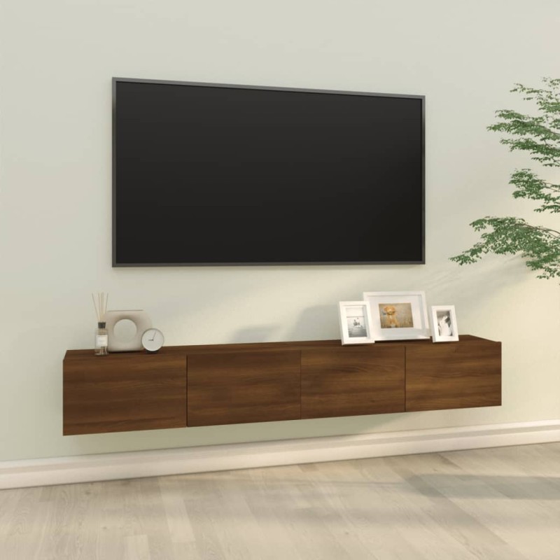 vidaXL Mueble TV de pared 2 uds madera contrachapada roble 100x30x30cm vidaXL Mueble TV de pared 2 uds madera contrachapada roble 100x30x30cm