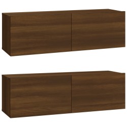 vidaXL Mueble TV de pared 2 uds madera contrachapada roble 100x30x30cm