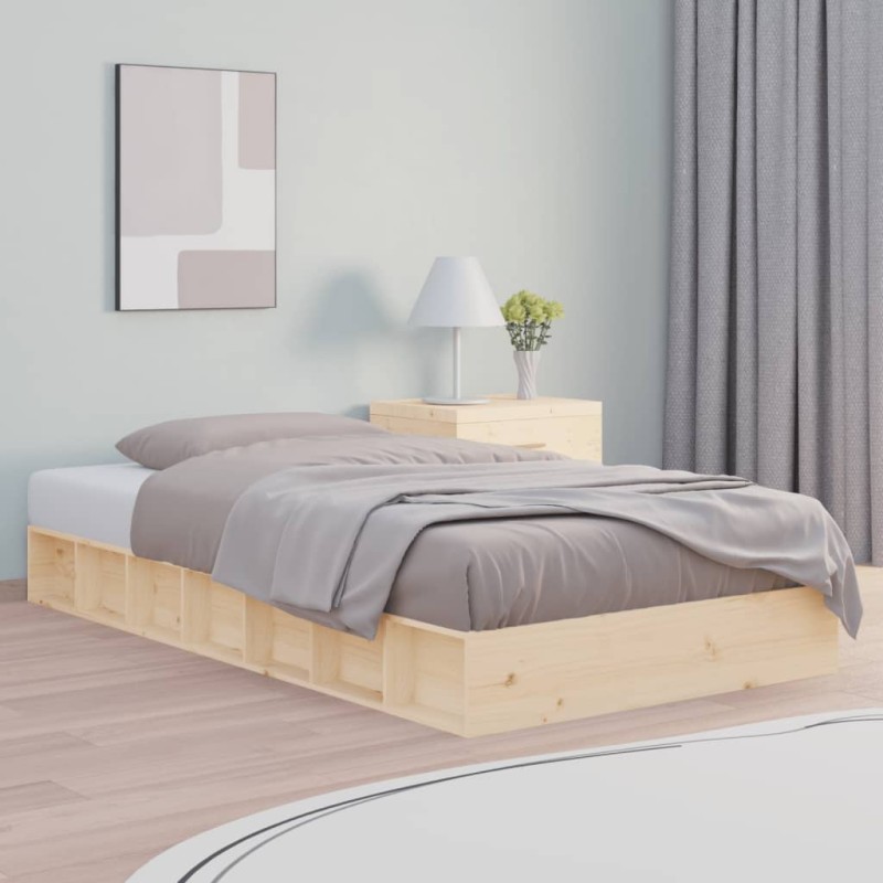 vidaXL Estructura de cama doble pequeña de madera maciza 120x190 cm vidaXL Estructura de cama doble pequeña de madera maciza 120x190 cm