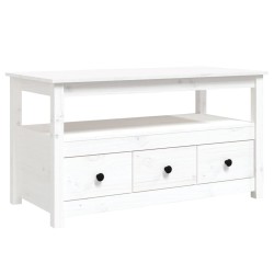 vidaXL Mesa de centro de madera maciza de pino blanco 102x49x55 cm