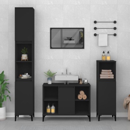 vidaXL Armario para lavabo madera contrachapada negro 80x33x60 cm