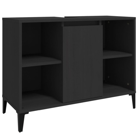 vidaXL Armario para lavabo madera contrachapada negro 80x33x60 cm