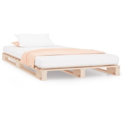 vidaXL Cama de palets de madera maciza de pino 90x200 c