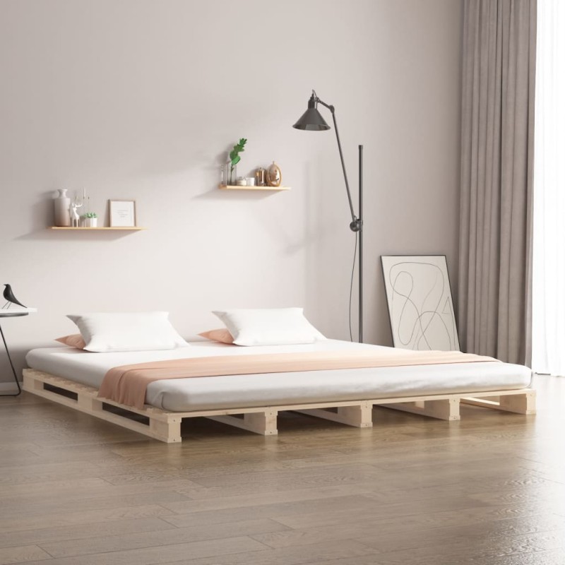 vidaXL Cama de palets madera maciza de pino 200x200 cm vidaXL Cama de palets madera maciza de pino 200x200 cm