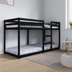 vidaXL Litera de madera maciza de pino negro 80x200 cm
