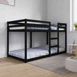 vidaXL Litera de madera maciza de pino negro 90x190 cm