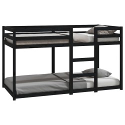 vidaXL Litera de madera maciza de pino negro 90x190 cm