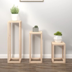 vidaXL Set de soportes para plantas 3 piezas madera maciza de pino
