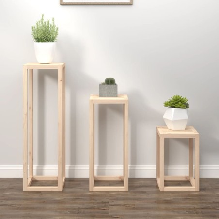 vidaXL Set de soportes para plantas 3 piezas madera maciza de pino