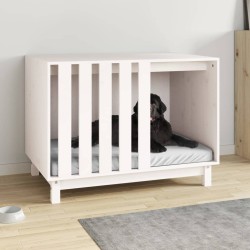 vidaXL Caseta para perros madera maciza de pino blanco 90x60x67 cm