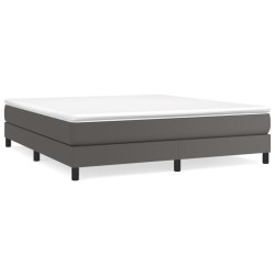 vidaXL Estructura de cama box spring cuero sintético gris 160x200 cm