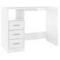 vidaXL Escritorio con cajones contrachapada blanco brillo 102x50x76cm vidaXL Escritorio con cajones contrachapada blanco brillo 102x50x76cm