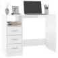 vidaXL Escritorio con cajones contrachapada blanco brillo 102x50x76cm vidaXL Escritorio con cajones contrachapada blanco brillo 102x50x76cm