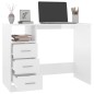 vidaXL Escritorio con cajones contrachapada blanco brillo 102x50x76cm vidaXL Escritorio con cajones contrachapada blanco brillo 102x50x76cm