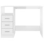 vidaXL Escritorio con cajones contrachapada blanco brillo 102x50x76cm vidaXL Escritorio con cajones contrachapada blanco brillo 102x50x76cm