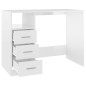vidaXL Escritorio con cajones contrachapada blanco brillo 102x50x76cm vidaXL Escritorio con cajones contrachapada blanco brillo 102x50x76cm
