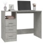 vidaXL Escritorio con cajones contrachapada gris hormigón 102x50x76 cm vidaXL Escritorio con cajones contrachapada gris hormigón 102x50x76 cm