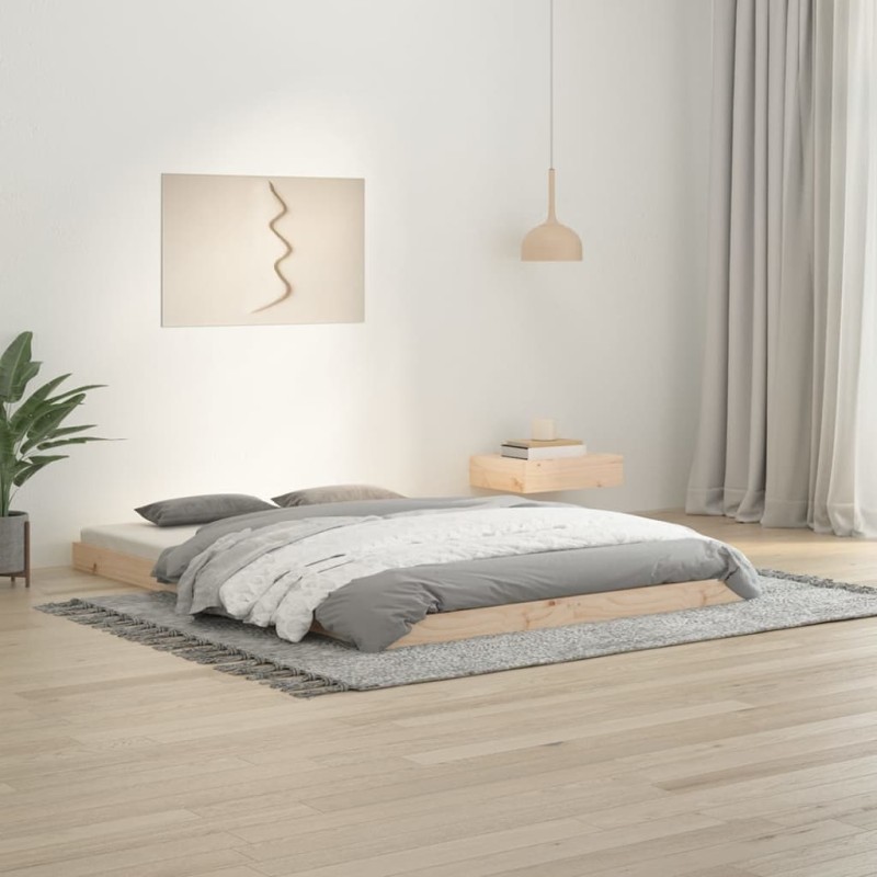 vidaXL Estructura de cama madera maciza de pino 135x190 cm vidaXL Estructura de cama madera maciza de pino 135x190 cm