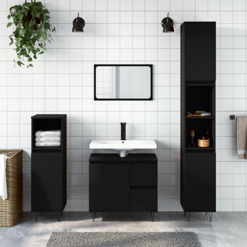 vidaXL Armario de baño madera contrachapada negro 65x33x60 cm vidaXL Armario de baño madera contrachapada negro 65x33x60 cm