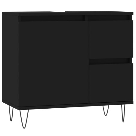 vidaXL Armario de baño madera contrachapada negro 65x33x60 cm