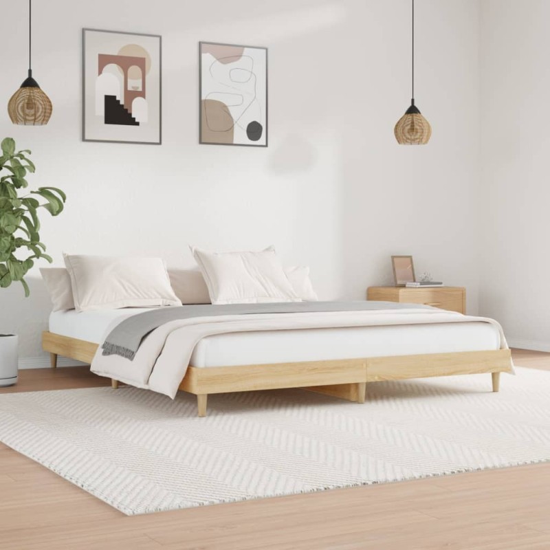 vidaXL Estructura de cama madera contrachapada roble Sonoma 160x200 cm vidaXL Estructura de cama madera contrachapada roble Sonoma 160x200 cm