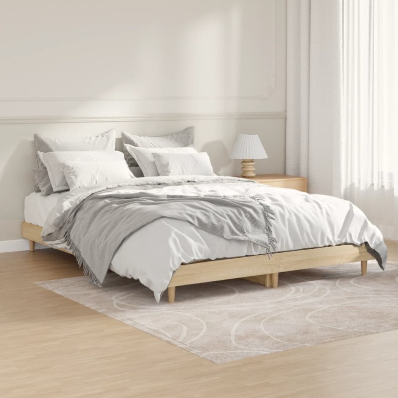 vidaXL Estructura de cama madera contrachapada roble Sonoma 140x190 cm vidaXL Estructura de cama madera contrachapada roble Sonoma 140x190 cm