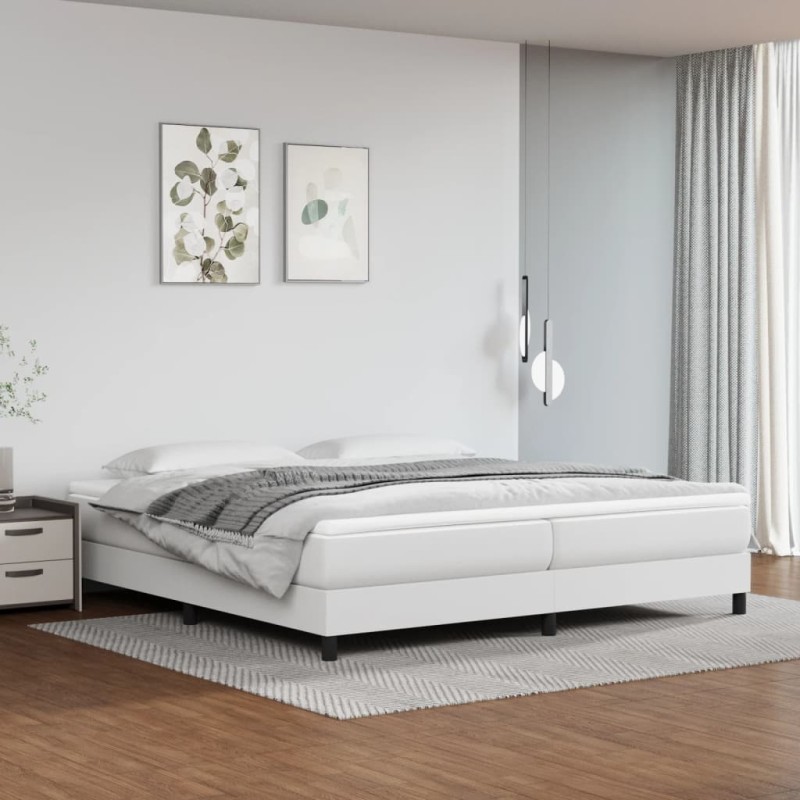 vidaXL Estructura de cama box spring cuero sintético blanco 200x200 cm