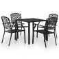 vidaXL Juego de comedor de jardín 5 piezas de acero negro vidaXL Juego de comedor de jardín 5 piezas de acero negro