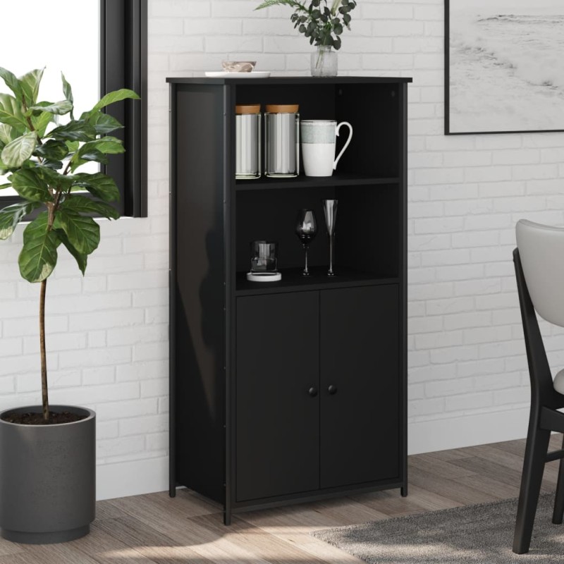 vidaXL Aparador alto madera de ingeniería negro 62x36x121,5 cm