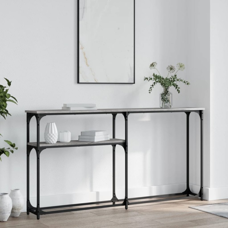 vidaXL Mesa consola madera de ingeniería gris Sonoma 145x22,5x75 cm vidaXL Mesa consola madera de ingeniería gris Sonoma 145x22,5x75 cm