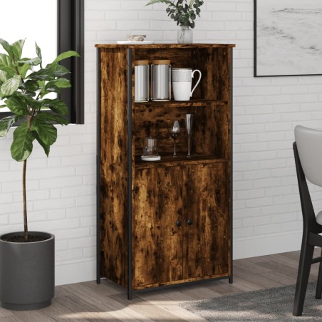 vidaXL Aparador alto madera contrachapada roble ahumado 62x36x121,5 cm