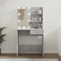vidaXL Tocador con LED color gris hormigón 74,5x40x141 cm