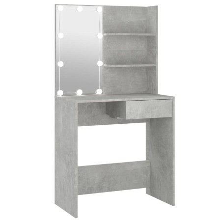 vidaXL Tocador con LED color gris hormigón 74,5x40x141 cm