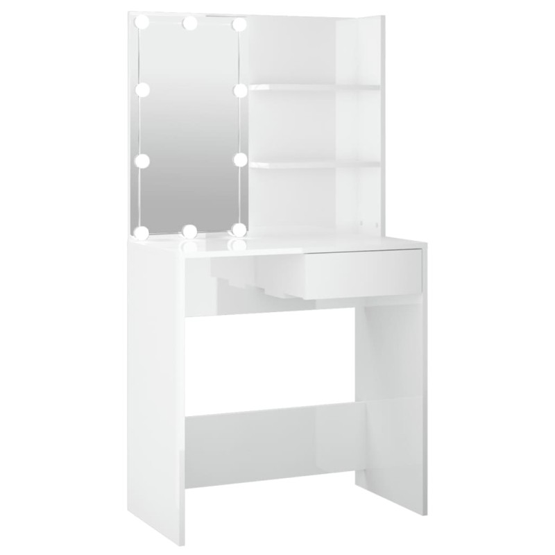 vidaXL Tocador con LED blanco brillante 74,5x40x141 cm vidaXL Tocador con LED blanco brillante 74,5x40x141 cm