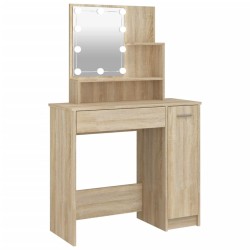 vidaXL Tocador con LED color roble Sonoma 86,5x35x136 cm