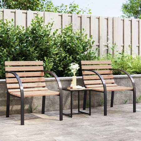 vidaXL Sillas de jardín 2 unidades madera
