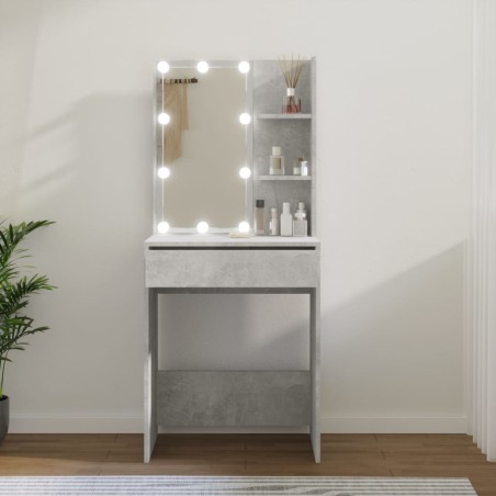 vidaXL Tocador con LED color gris hormigón 60x40x140 cm
