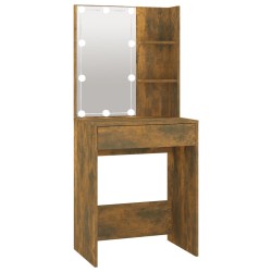 vidaXL Tocador con LED color roble ahumado 60x40x140 cm
