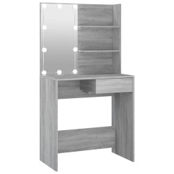 vidaXL Tocador con LED gris sonoma 74,5x40x141 cm