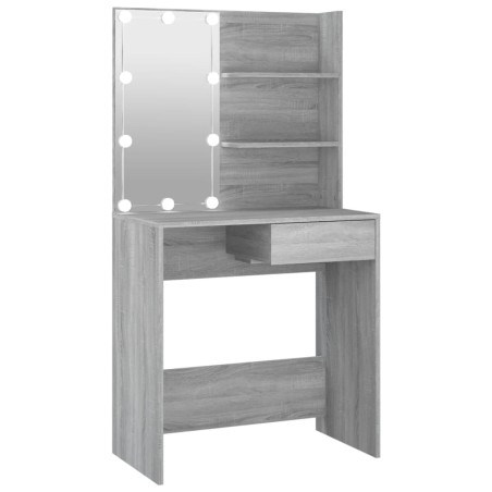 vidaXL Tocador con LED gris sonoma 74,5x40x141 cm