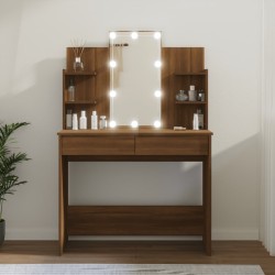 vidaXL Tocador con LED roble marrón 96x40x142 cm