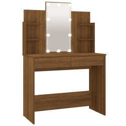 vidaXL Tocador con LED roble marrón 96x40x142 cm