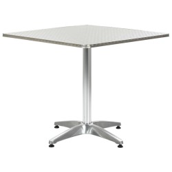 vidaXL Mesa de jardín de aluminio plateado 80x80x70 cm