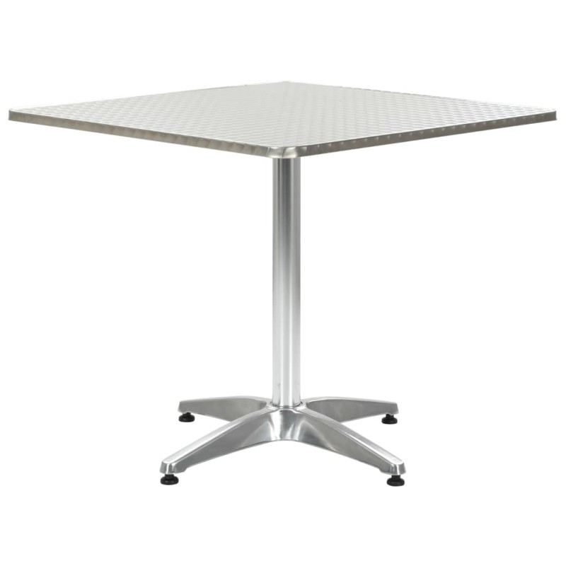 vidaXL Mesa de jardín de aluminio plateado 80x80x70 cm