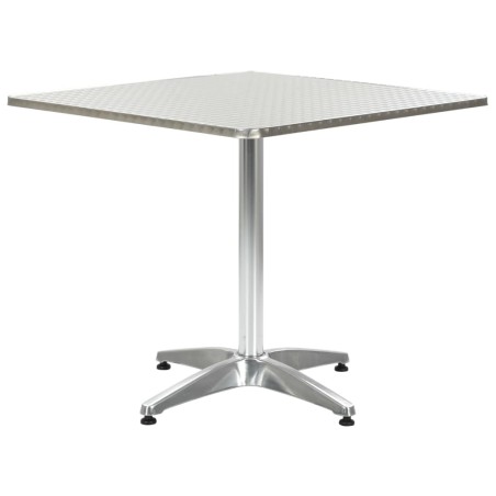 vidaXL Mesa de jardín de aluminio plateado 80x80x70 cm