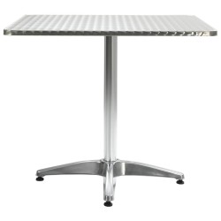 vidaXL Mesa de jardín de aluminio plateado 80x80x70 cm