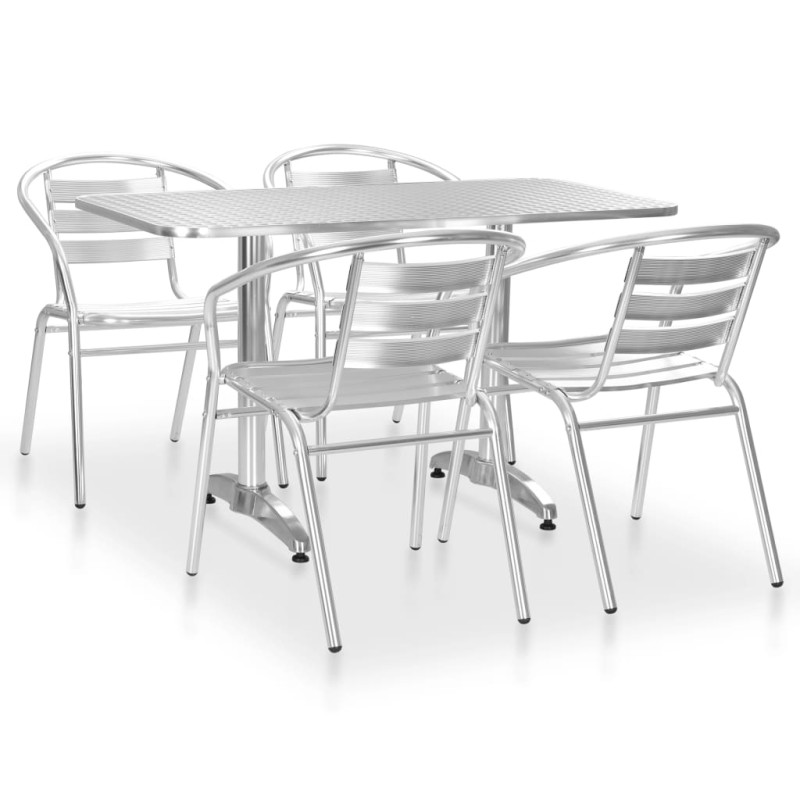 vidaXL Juego de comedor para jardín 5 piezas de aluminio plateado vidaXL Juego de comedor para jardín 5 piezas de aluminio plateado